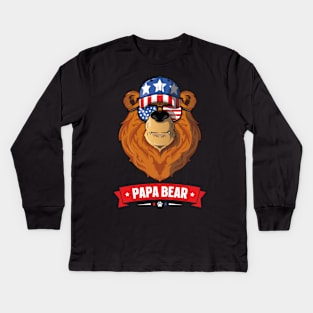 Papa Bear 4th Of July Kids Long Sleeve T-Shirt